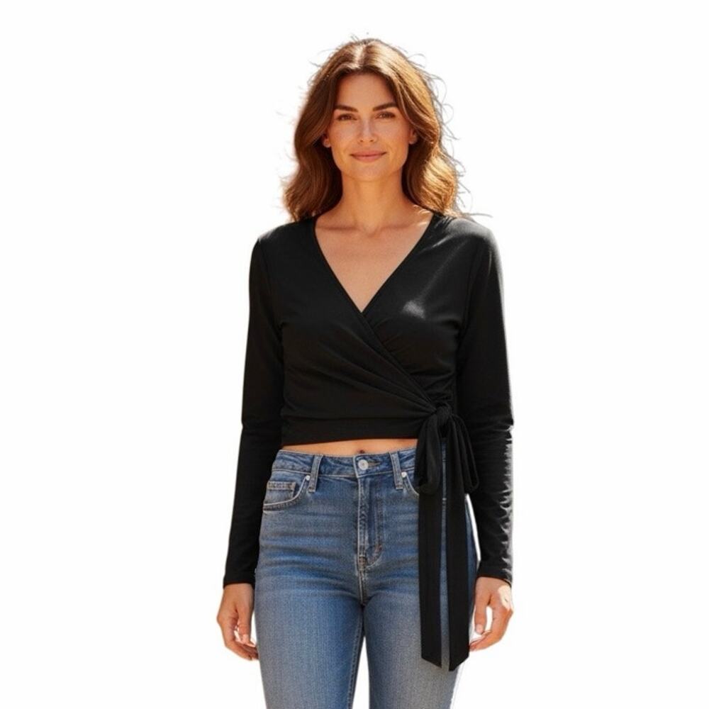 Joy Lap Women’s Long Sleeve Shirt Size Large Color Black